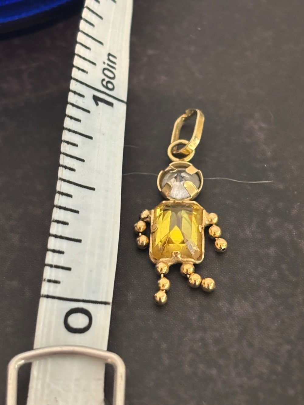 14K Yellow Gold Robot Boy Charm Pendant - Italy Stamp
